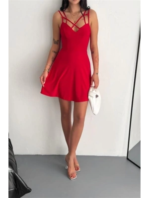 İnce çift askılı mini elbise