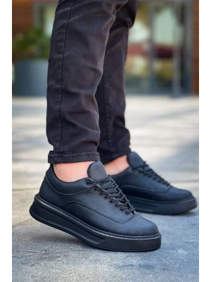 Kb-005 Kuback Siyah Cilt Siyah Taban  Bağcıklı  Günlük Erkek  Ayakkabı