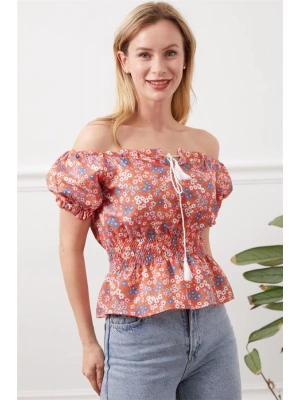 Madonna yaka çiçekli bluz