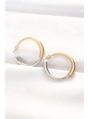 Pirinç Çift Renk Halka Küpe