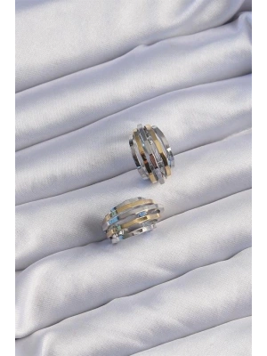 Pirinç Gold Gümüş Renkli Oval Çoklu Görünümlü Minimal Küpe