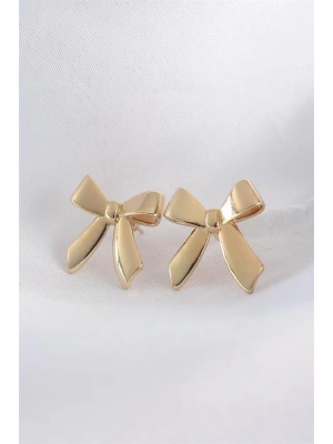 Pirinç Gold Renk Düz Plaka Fiyonk Küpe