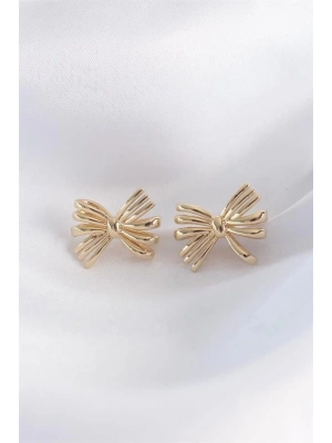 Pirinç Gold Renk Fiyonk Küpe