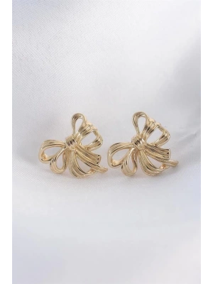 Pirinç Gold Renk Fiyonk Küpe