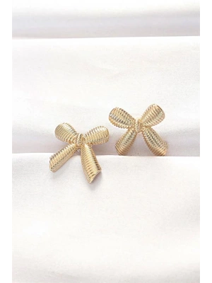 Pirinç Gold Renk Fiyonk Küpe