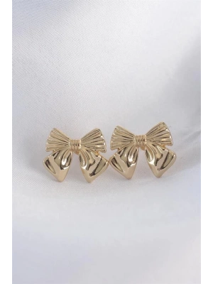 Pirinç Gold Renk Fiyonk Küpe