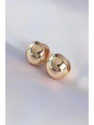 Pirinç Gold Renk İçi Boş Minimal Topçuk Küpe