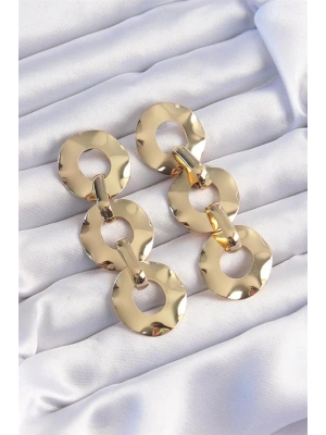 Pirinç Gold Renk Oval Ayna Model Sallantılı Küpe