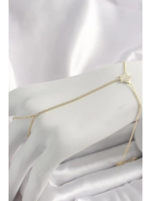 Pirinç Gold Renk Su Yolu Zirkon Taşlı Yıldız Model Kadın Şahmeran