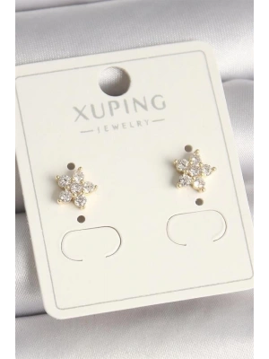 Pirinç Gold Renk Zirkon Taşlı Çiçek Model Xuping Kadın Küpe