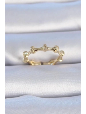 Pirinç Gold Renk Zirkon Taşlı Kadın Yüzük