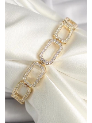 Pirinç Gold Renk Zirkon Taşlı Zincir Model Xuping VIP Exclusive Seri Bileklik