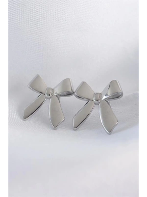 Pirinç Gümüş Renk Düz Plaka Fiyonk Küpe