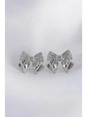 Pirinç Gümüş Renk Fiyonk Küpe