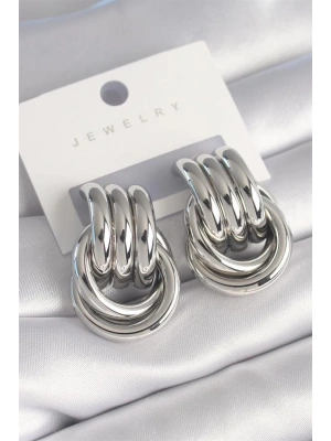 Pirinç Gümüş Renk Sarmal Model Kadın Küpe