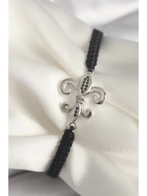 Pirinç Gümüş Renk Zirkon Taş İşlemeli Zambak Model Asansörlü Makrome Model Kadın Bileklik