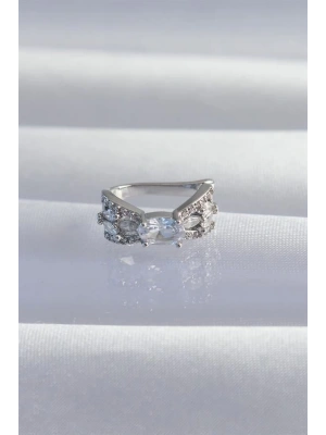 Pirinç Gümüş Renk Zirkon Taş Kaplama Earcuff Küpe