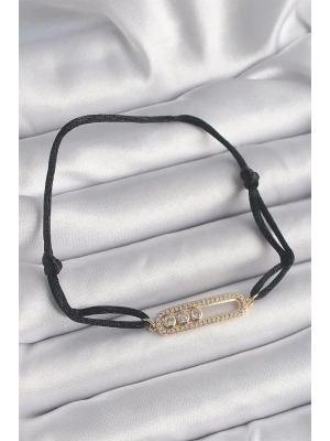 Siyah Renk İpli Asansör Gold Messika Model Kadın Bileklik