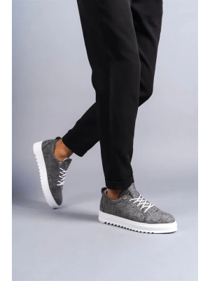 SLW152 Cool Bağcıklı Keten Erkek Günlük Spor Klasik Ayakkabı BT - Gri