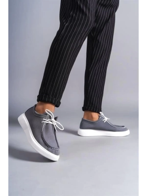 SLW170 Tornado Bağcıklı Süet Erkek Günlük Spor Klasik Ayakkabı BT - Gri