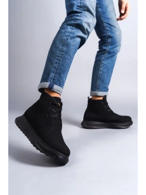 SLW204 Franca Bağcıklı Süet Erkek Spor Bot ST - Siyah