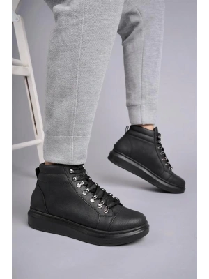 SLW206 Ottawa Bağcıklı Cilt Erkek Günlük Spor Bot ST - Siyah