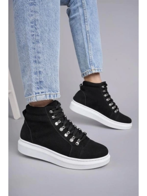 SLW206 Ottawa Bağcıklı Süet Erkek Günlük Spor Bot BT - Siyah