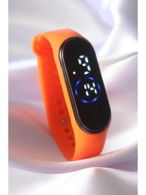 Turuncu Renk Silikon Dijital Dokunmatik Led Saat