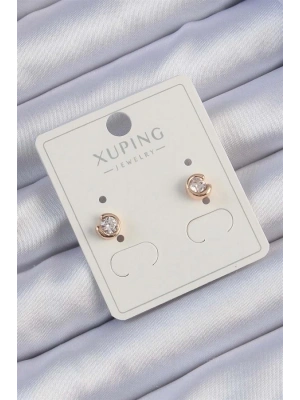 Xuping Rose Renk Zirkon Taşlı Minimal Oval Küpe