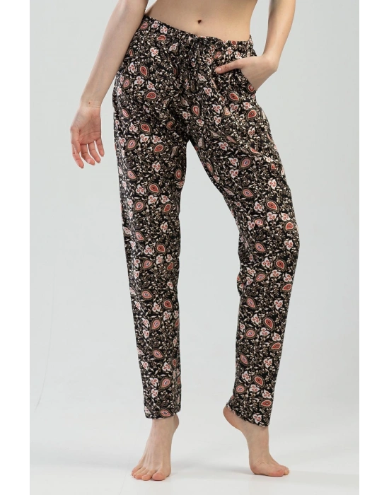 KADIN PİJAMA  ALTI SİYAH ŞAL DESENLİ K111529