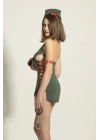 Fantezi Yeşil, Babydoll, Şapka Ve Kol Bandı Takım