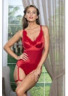 Saten Bacak Bantlı Çıtçıtlı Body Kırmızı