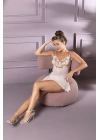 Transparan Mini Boy Babydoll ve String Takım Somon