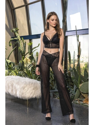 Bralet, Pantolon Ve String Takım Siyah