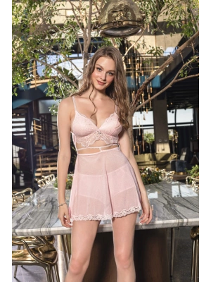 Dantelli Büstiyer, Dantelli Boxer, Etek Takım Pembe