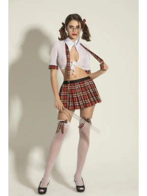 Ekose Şehvet Fantazi Transparan Öğrenci Kostümü