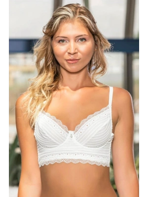 Ekru Balenli Kapsız Bustiyer Sütyen