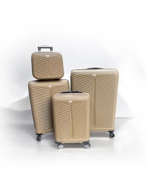 Silikon Kırılmaz Polipropilen 4lü Valiz Seti Gold