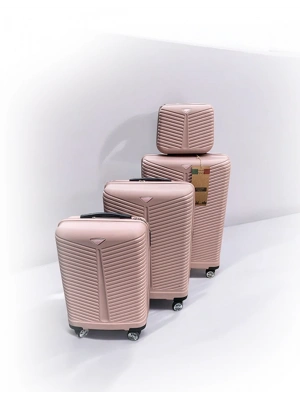 Silikon Kırılmaz Polipropilen 4lü Valiz Seti Pudra