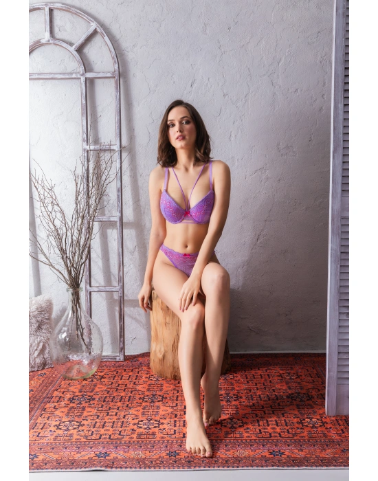 Hafif Destekli, Sütyen Ve String Külot Takım Lila
