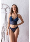 Dantelli Hafif Destekli Bralet ve String Takım Lacivert