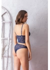 Dantelli Hafif Destekli Bralet ve String Takım Lacivert