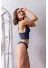 Dantelli Hafif Destekli Bralet ve String Takım Lacivert