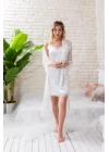 Gelin Set Saten Mini Askılı Gecelik ve String Takım Ekru