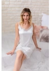 Gelin Set Saten Mini Askılı Gecelik ve String Takım Ekru