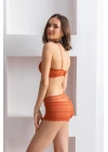 Kiremit Rengi Dantelli Bralet Sütyen Boxer Takım