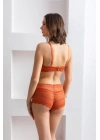 Kiremit Rengi Dantelli Bralet Sütyen Boxer Takım