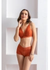 Kiremit Rengi Dantelli Bralet Sütyen Boxer Takım