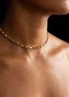 Dikdörtgen Zincirli Gold Choker Çelik Kolye | Choker Serisi
