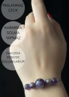 Ametist Doğal Taşlı Ayarlanabilir Çelik Bileklik -Karma Serisi